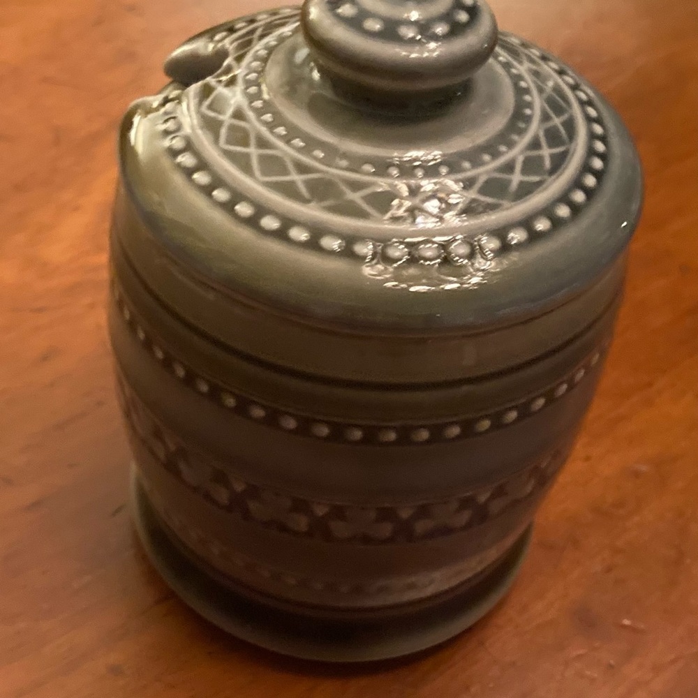 Vintage Irish porcelain honey or jam, mustard pot,spoon slot made in England - Picture 3 of 12